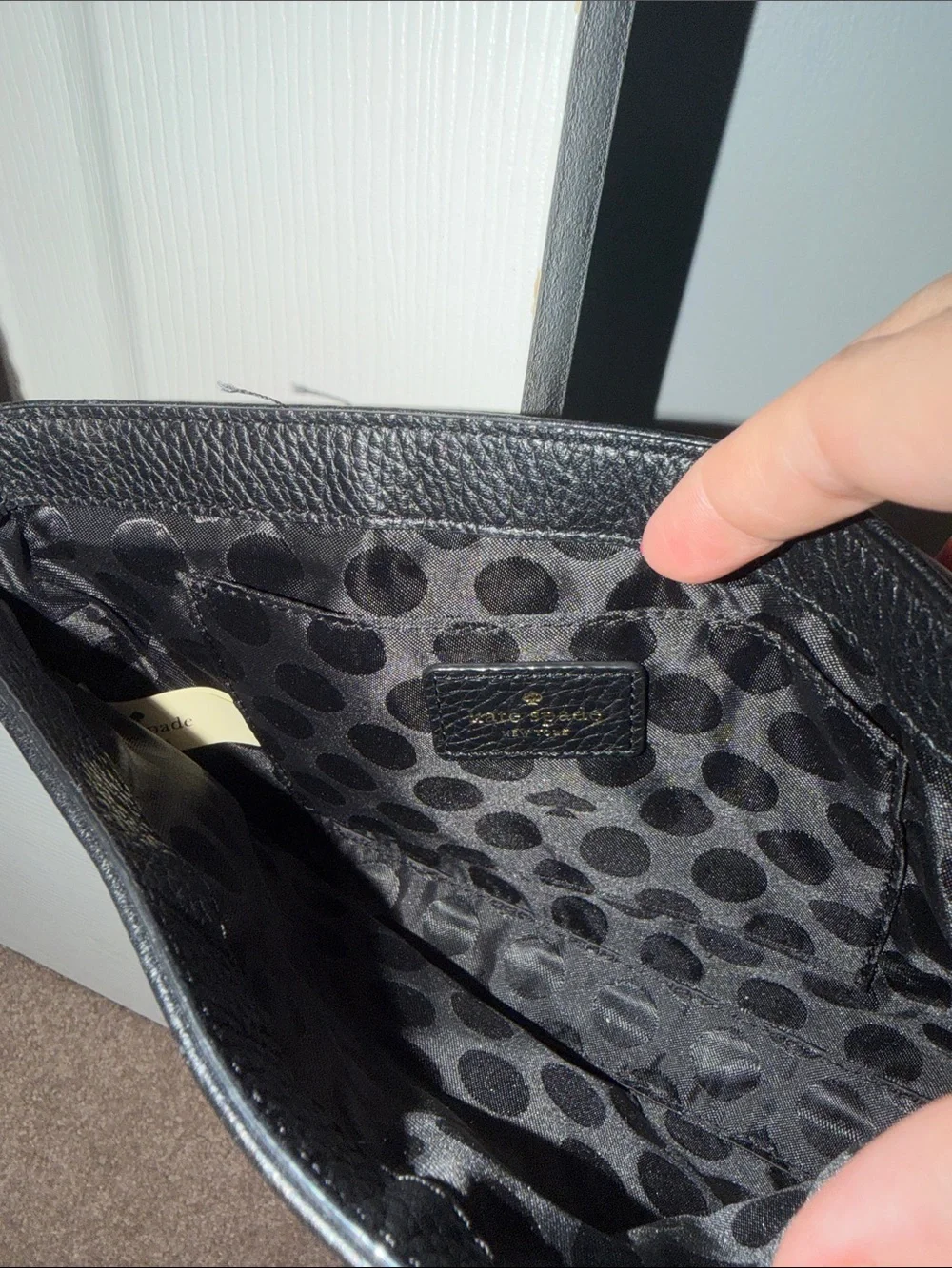 kate spade Black Pebbled Leather Crossbody with Gold Plate